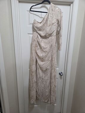Asymmetrical One-Shoulder Blush Sequin Gown